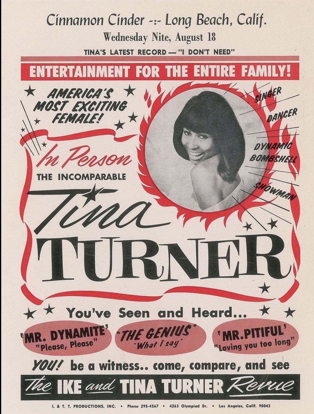 Ike & Tina Turner show advertisement for Cinnamon Cinder